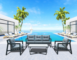 PUERTO RICO OUTDOOR SOFA SET 3 SEATER 2 ARMCHAIRS COFFEE TABLE GRAY ALUMINIUM GRAY TEXTILENE 18377 PUERTO RICO ΣΕΤ ΣΑΛΟΝΙ ΚΗΠΟΥ 3ΘΕΣΙΟΣ 2 ΠΟΛΥΘΡΟΝΕΣ 1 ΤΡΑΠΕΖΑΚΙ ΣΑΛΟΝΙΟΥ ΓΚΡΙ ΑΛΟΥΜΙΝΙΟ ΓΚΡΙ ΥΦΑΣΜΑ 18377